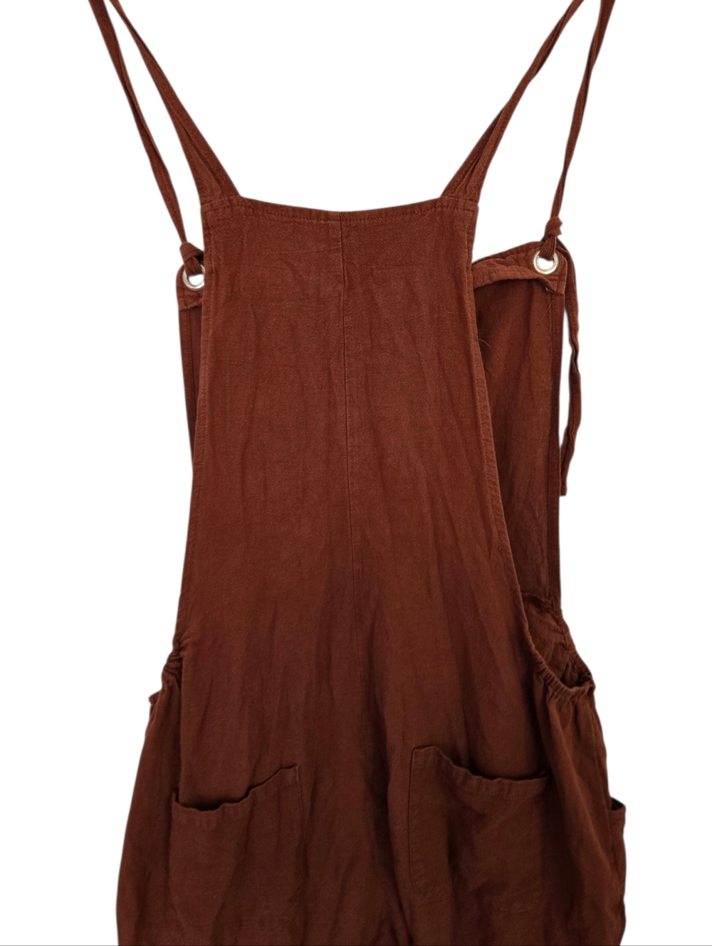 Rust Cotton Wide Leg Jumpsuit Overalls Adjustable Straps Boho Utility Pockets L - Picture 6 of 9